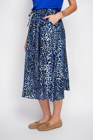 Jupe midi en lin - Bleu cobalt