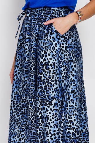 Jupe midi en lin - Bleu cobalt
