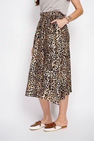Jupe midi en lin - Camel et noir