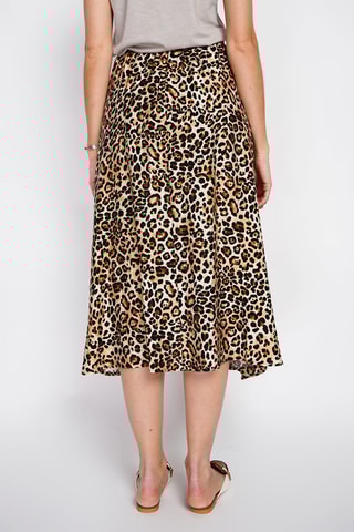 Jupe midi en lin - Camel et noir
