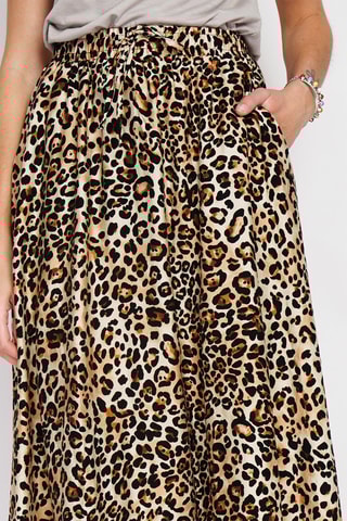 Jupe midi en lin - Camel et noir