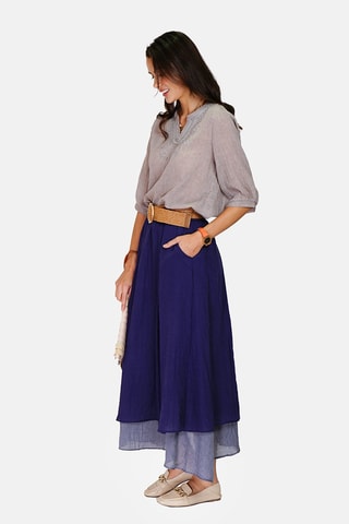Jupe longue en lin 
Bleu