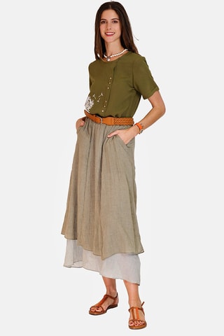 Jupe longue en lin 
Beige