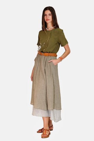 Jupe longue en lin 
Beige