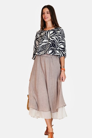 Jupe longue en lin 
Beige