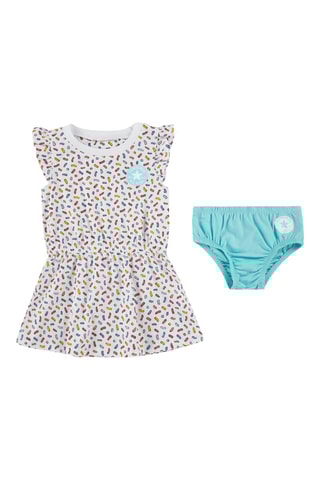 Robe et culotte - Blanc et turquoise