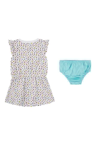 Robe et culotte - Blanc et turquoise