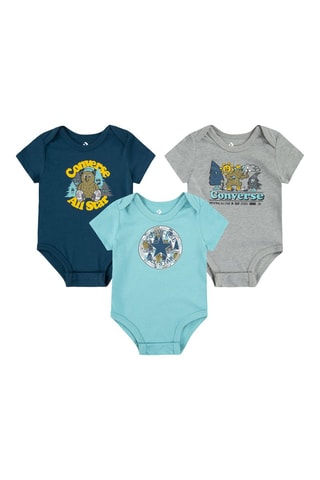 3 bodys - Bleu marine, turquoise et gris chiné