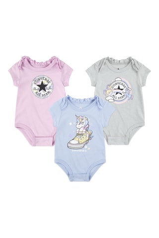 3 bodys - Rose, ciel et gris clair