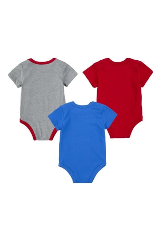 3 bodys - Gris chiné, rouge et bleu