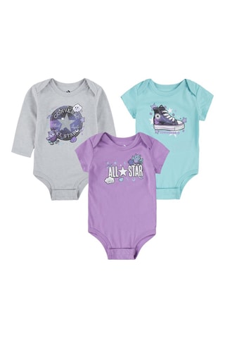 3 bodys - Gris, violet et turquoise