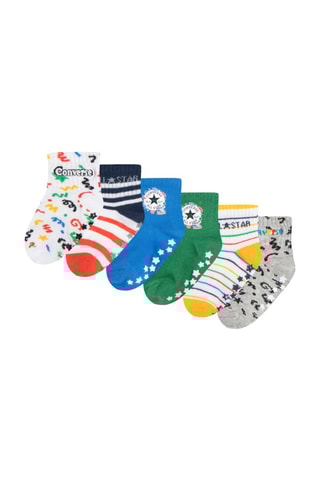 6 paires de chaussettes - Blanc, vert foncé et bleu électrique