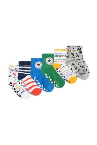 6 paires de chaussettes - Blanc, vert foncé et bleu électrique