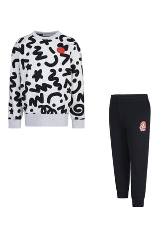Sweat et pantalon - Gris clair chiné et noir