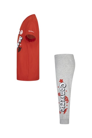 T-shirt et pantalon - Rouge et gris clair chiné
