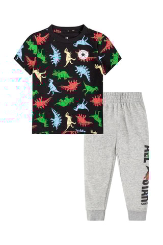 T-shirt et jogging - Noir et gris clair chiné