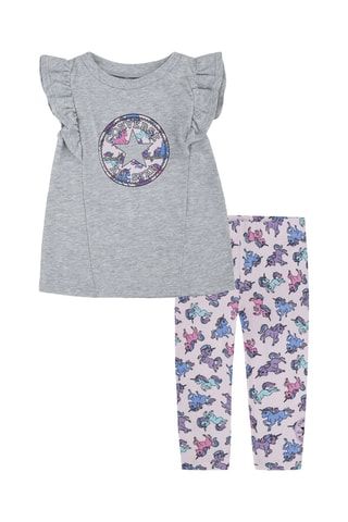 T-shirt et legging - Gris chiné et rose