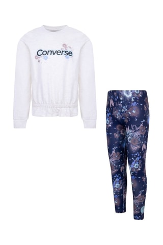 Sweat et legging - Gris clair chiné et bleu