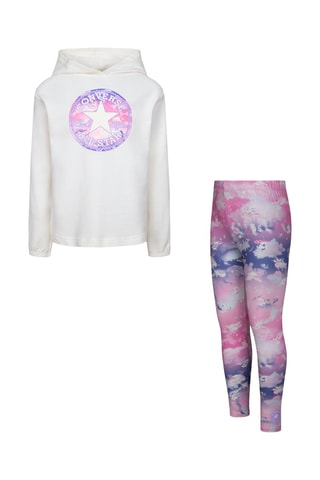 Sweat à capuche et legging - Blanc et rose