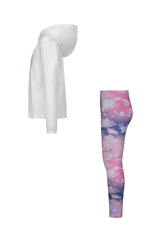 Sweat à capuche et legging - Blanc et rose