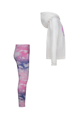 Sweat à capuche et legging - Blanc et rose