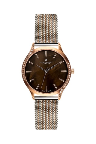 Montre à quartz en acier et cristaux véritables - Doré rose et argenté