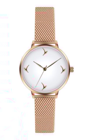 Coffret montre à quartz en acier et boucles d'oreilles - Plaqué or rose - Emily Westwood