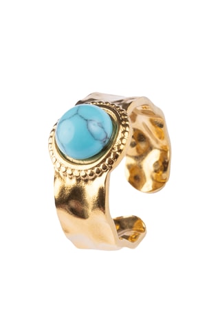 Bague - Plaqué or jaune et turquoise