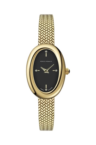 Montre à quartz en acier et diamants - Monica Monaco
