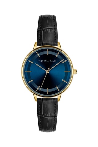 Montre à quartz en cuir - Noir et doré - Victoria Walls