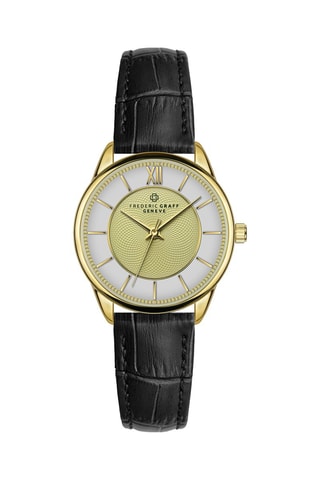 Montre à quartz en cuir - Noir et doré - Frederic Graff