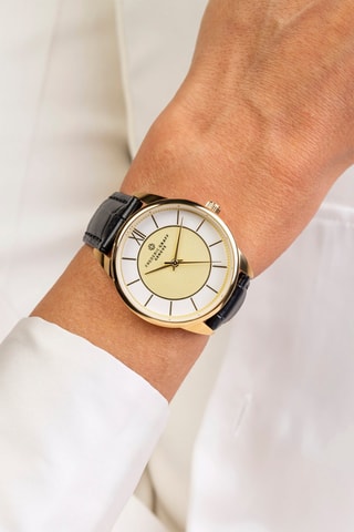 Montre à quartz en cuir - Noir et doré - Frederic Graff