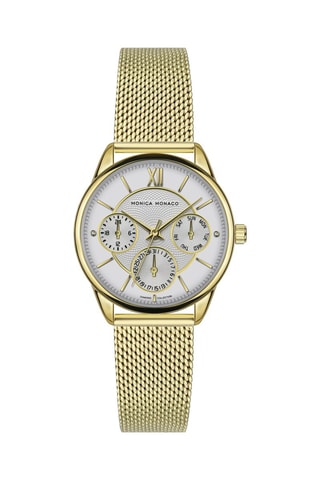 Montre à quartz en acier et diamants - Doré et argenté