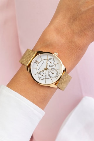 Montre à quartz en acier et diamants - Doré et argenté