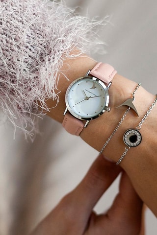 Montre à quartz en cuir - Rose clair - Emily Westwood