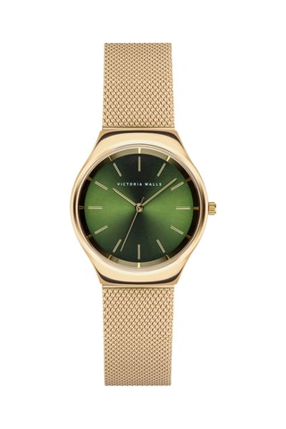 Montre à quartz en acier - Doré et vert - Victoria Walls