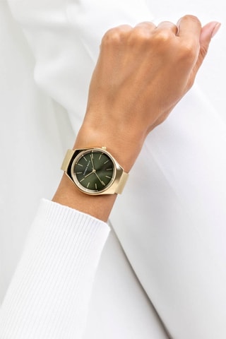Montre à quartz en acier - Doré et vert - Victoria Walls