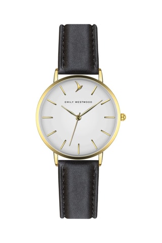 Montre à quartz en cuir - Noir et blanc - Emily Westwood
