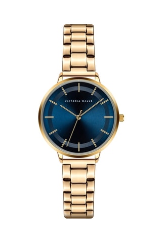 Montre à quartz en acier - Doré et bleu marine - Victoria Walls