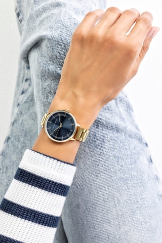 Montre à quartz en acier - Doré et bleu marine - Victoria Walls
