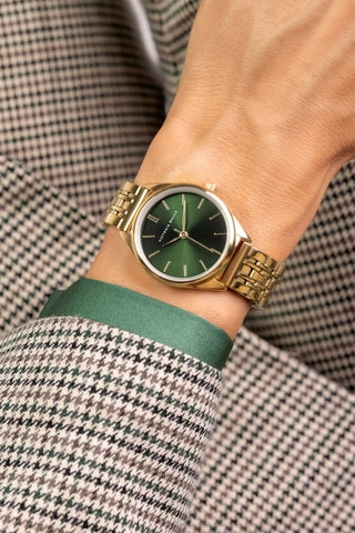 Montre à quartz en acier inoxydable - Doré et vert - Victoria Walls
