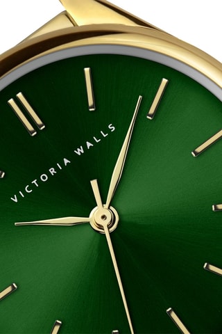 Montre à quartz en acier inoxydable - Doré et vert - Victoria Walls