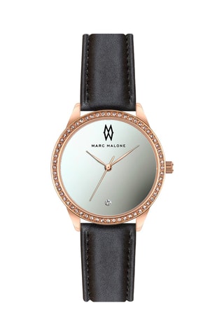 Montre à quartz en cuir Noir et doré rose 