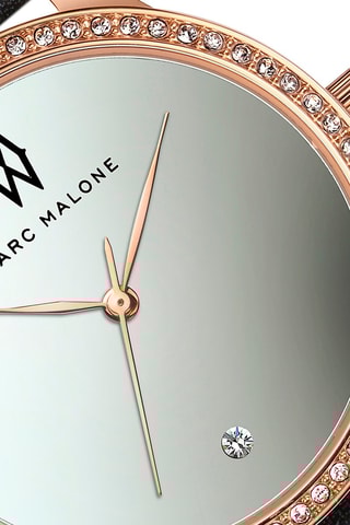 Montre à quartz en cuir Noir et doré rose 