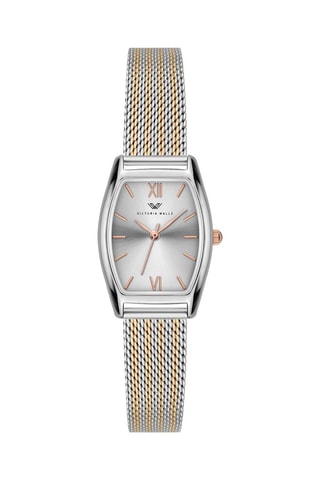Montre à quartz en acier inoxydable - Argenté et doré rose - Victoria Walls
