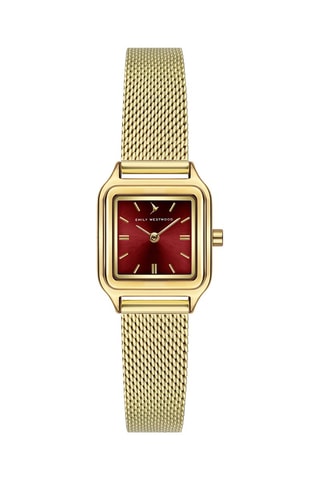 Montre à quartz en acier inoxydable - Doré et bordeaux - Emily Westwood