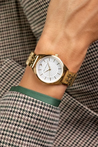 Montre à quartz en acier inoxydable - Doré et blanc - Emily Westwood