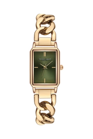 Montre à quartz en acier - Doré et vert - Frederic Graff