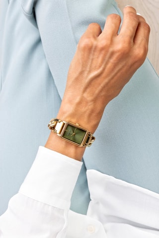 Montre à quartz en acier - Doré et vert - Frederic Graff