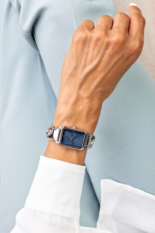 Montre à quartz en acier - Argenté et bleu - Frederic Graff